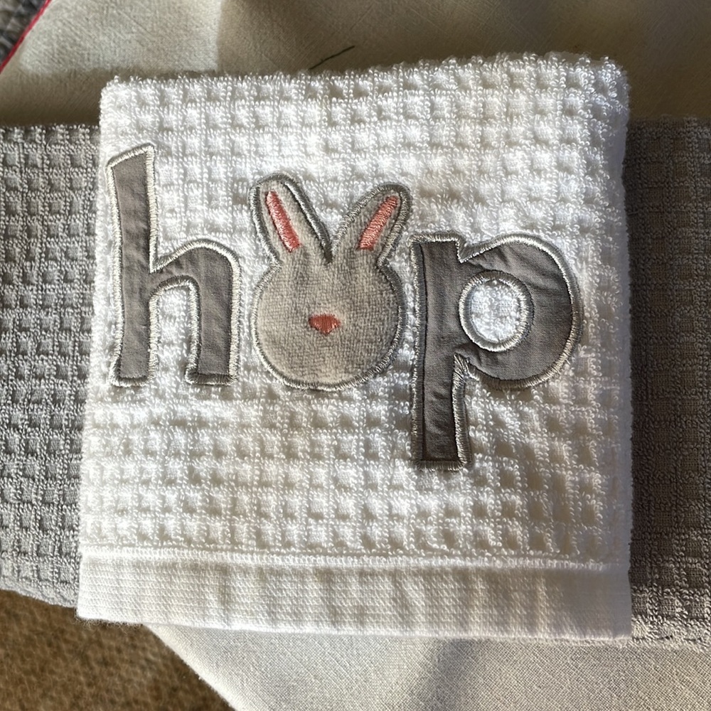 Casaba high quality cotton terry cloth kitchen towls, white, gray, bunny hop